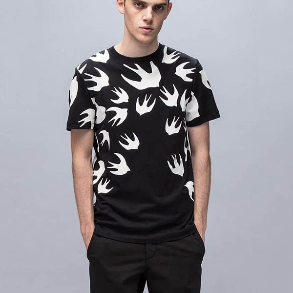 Áo Phông Nam Alexander McQueen Swallow Print 277605 Màu Đen Trắng Size S - Thời trang - Vua Hàng Hiệu