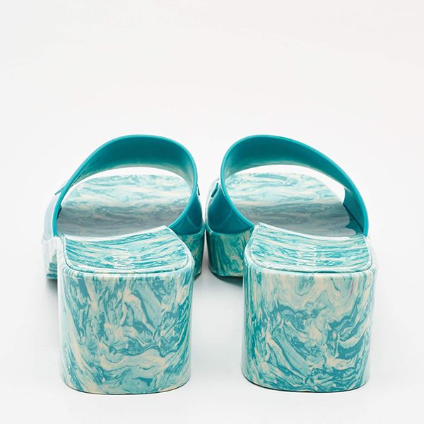 Dép Sandals Nữ Gucci Green Rubber Marble Detail Block Heel Slide Màu Xanh Họa Tiết Size 38 - Dép - Vua Hàng Hiệu
