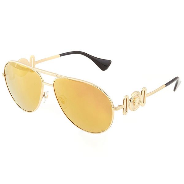 Kính Mát Versace Brown Mirrored Gold Pilot Unisex Sunglasses VE2249 10027P 65 Màu Vàng Nâu - Kính mắt - Vua Hàng Hiệu