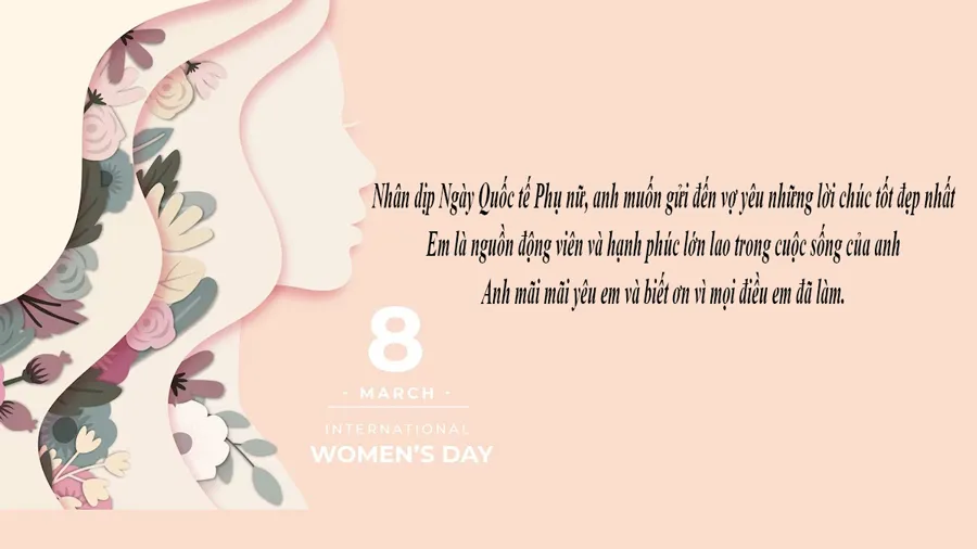 Lời chúc 8/3 tình cảm và lãng mạn cho vợ yêu