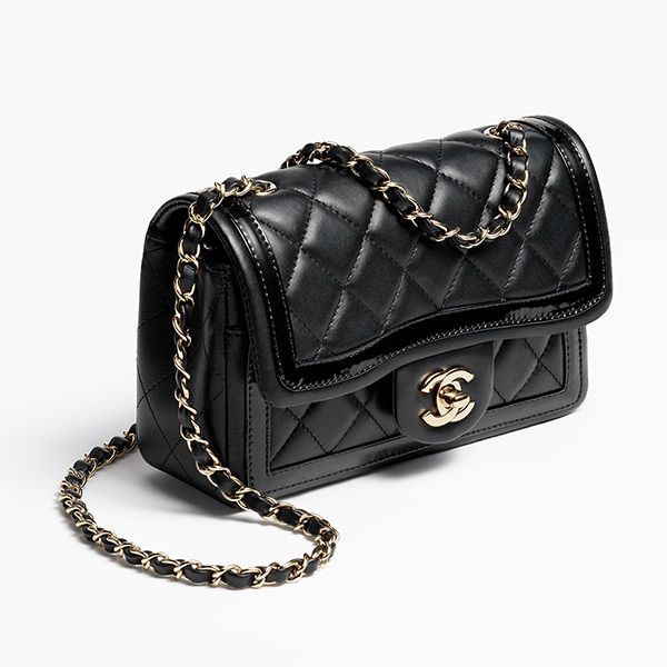Túi Đeo Chéo Chanel Mini Flap Bag Lambskin Patent Calfskin & Gold Black Màu Đen - Túi xách - Vua Hàng Hiệu