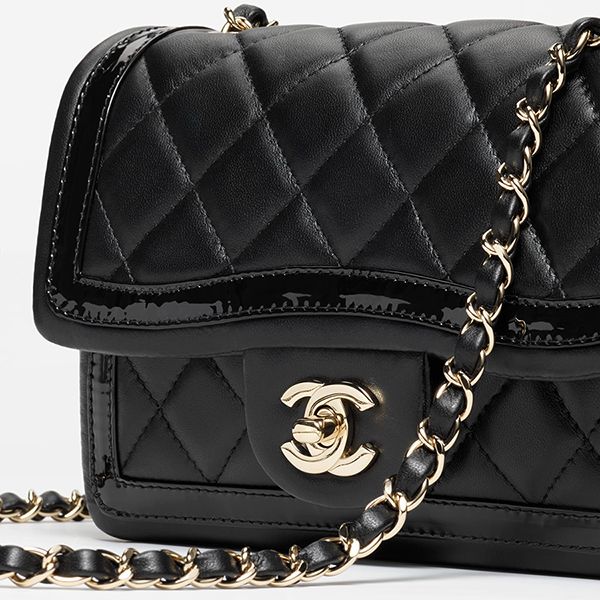 Túi Đeo Chéo Chanel Mini Flap Bag Lambskin Patent Calfskin & Gold Black Màu Đen - Túi xách - Vua Hàng Hiệu
