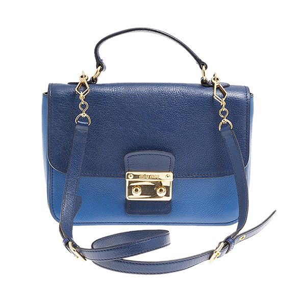 Túi Đeo Chéo Nữ Miu Miu Blue Bi Color Leather Madras Crossbody Bag Màu Xanh - Túi xách - Vua Hàng Hiệu