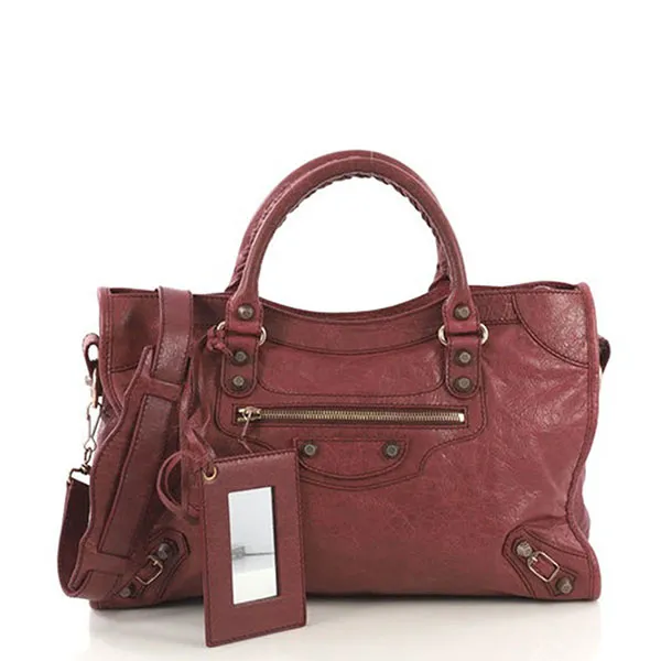 Túi Xách Nữ Balenciaga Red Leather Classic City Bag Màu Đỏ Mận - Túi xách - Vua Hàng Hiệu