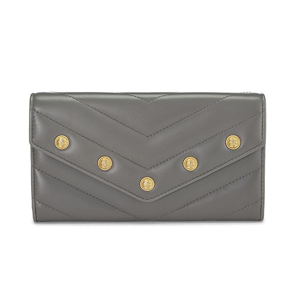 Ví Nữ Chanel Grey Lambskin Chevron Stud Wallet Màu Xám - Túi xách - Vua Hàng Hiệu
