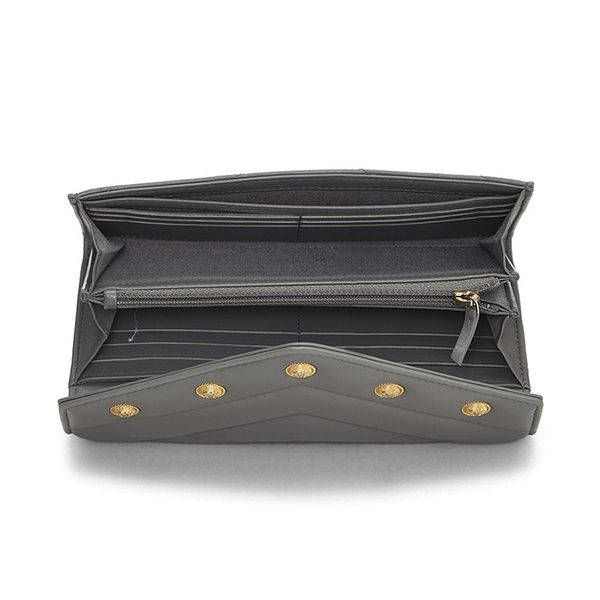 Ví Nữ Chanel Grey Lambskin Chevron Stud Wallet Màu Xám - Túi xách - Vua Hàng Hiệu