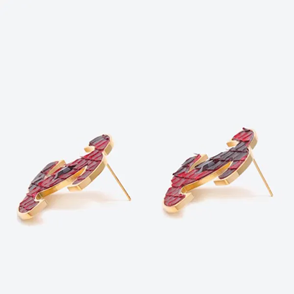 Khuyên Tai Nữ Viya Jewelry VJPT-CR01RD Genuine Red Python Leahter C Shape Earing, 316L Stainless Steel Màu Đỏ - Trang sức - Vua Hàng Hiệu