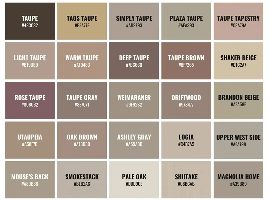 Màu Taupe là sự kết hợp hài hòa giữa màu nâu và màu xám
