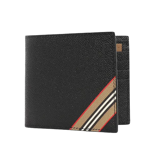 Ví Nam Burberry Icon Stripe Print Bicycle Wallet 8033072 Màu Đen - Túi xách - Vua Hàng Hiệu