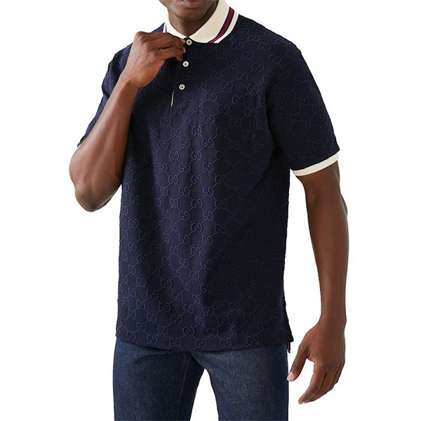 Áo Polo Nam Gucci GG Embroidery Cotton Polo Shirt 768631 Màu Xanh Navy Size M - Thời trang - Vua Hàng Hiệu