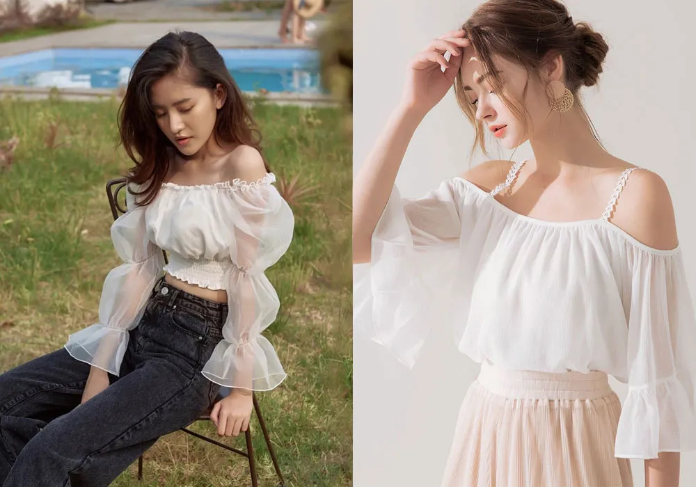 Áo trễ vai tay bồng mặc với gì đẹp? Gợi cách phối đồ xinh, tôn dáng