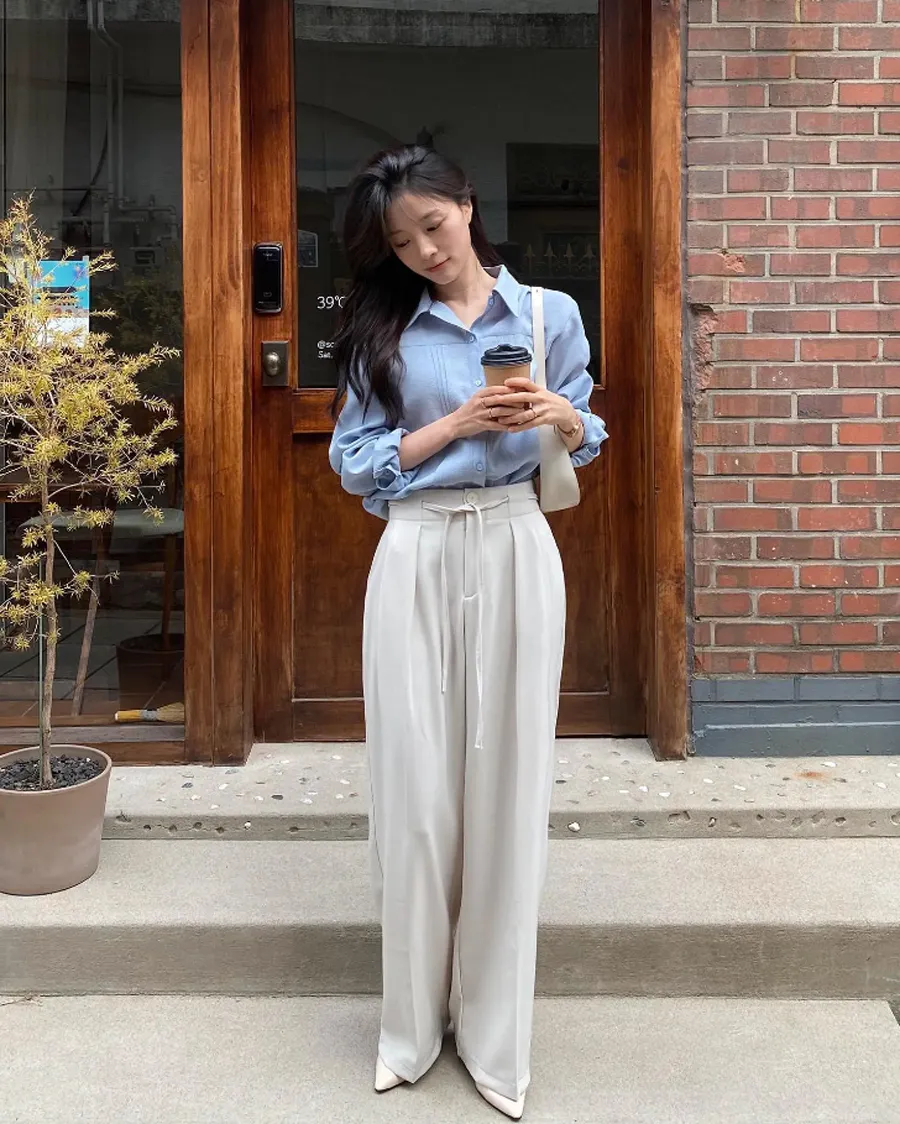 10 cách phối áo sơ mi và quần ống rộng sành điệu cho nàng hè này