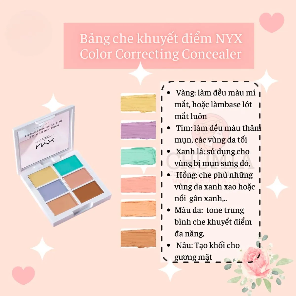 Cách sử dụng bảng triệt sắc che khuyết điểm hiệu quả