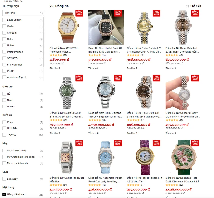 Top 11 địa chỉ mua bán đồng hồ hàng hiệu cũ chính hãng uy tín