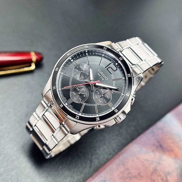 Đồng Hồ Nam Casio MTP-1374D-1AVDF Màu Đen Bạc - Đồng hồ - Vua Hàng Hiệu