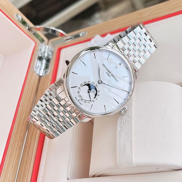 Đồng Hồ Nam Frederique Constant Slimline Moonphase FC-705S4S6B Màu Bạc Trắng - Đồng hồ - Vua Hàng Hiệu