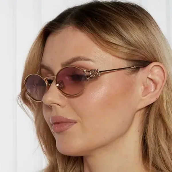 Kính Mát Nữ Miu Miu Oval Gold Metal Sunglasses MU52YS 5AK 06S Màu Tím Nhạt - Kính mắt - Vua Hàng Hiệu