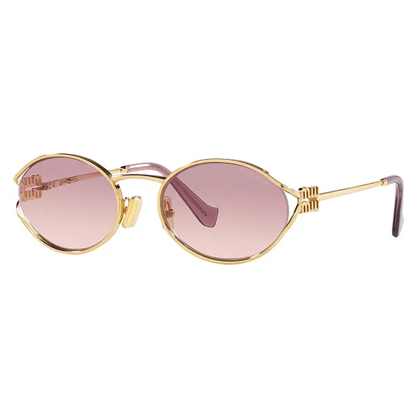 Kính Mát Nữ Miu Miu Oval Gold Metal Sunglasses MU52YS 5AK 06S Màu Tím Nhạt - Kính mắt - Vua Hàng Hiệu