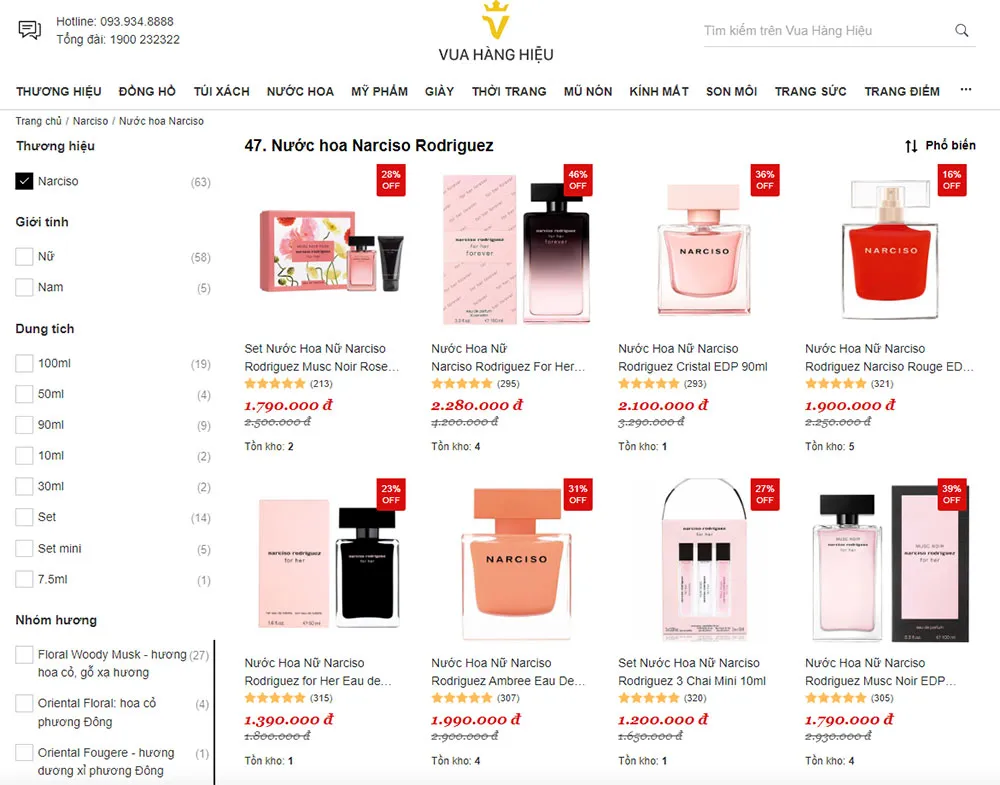 Top 10 địa chỉ bán nước hoa Narciso chính hãng tại Việt Nam