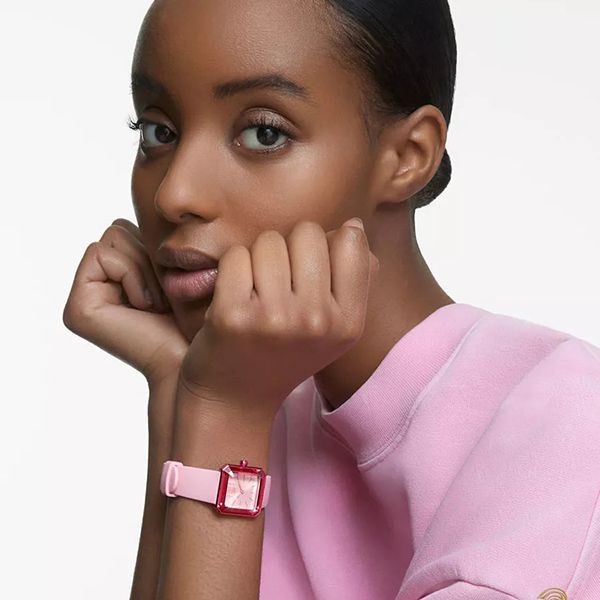 Đồng Hồ Nữ Swarovski Lucent Crystal Watch Silicone Strap 25mm X 25mm Pink 5624373 Màu Hồng - Đồng hồ - Vua Hàng Hiệu