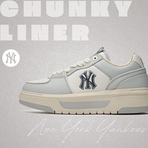 Giày Thể Thao MLB Chunky Liner SL Saffiano New York Yankees Grey 3ASXCLS4N-50GRS Màu Xám Size 240 - Giày - Vua Hàng Hiệu