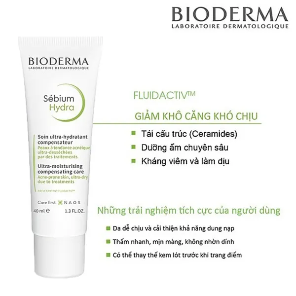 Kem Dưỡng Cấp Nước, Làm Dịu Da, Hỗ Trợ Phục hồi Cho Da Mụn Bioderma Sebium Hydra 40ml - Mỹ phẩm - Vua Hàng Hiệu