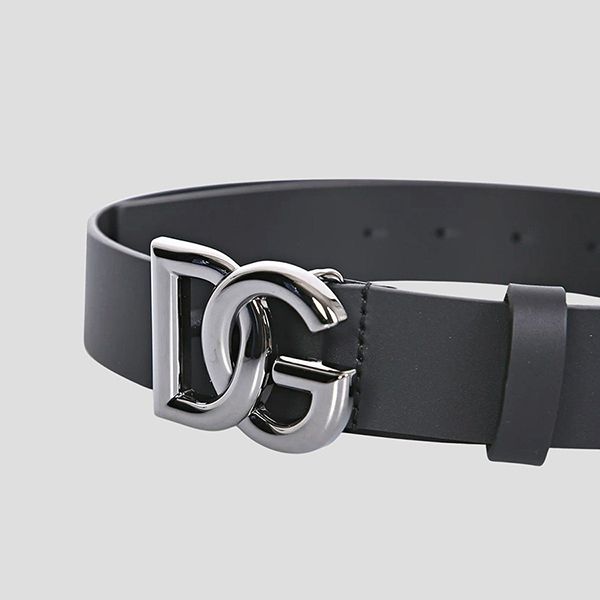 Thắt Lưng Nam Dolce & Gabbana D&G Belt Black Leather With Silver Logo BC4644 AX622 8V363 Bản 3.5cm Màu Đen Size 90 - Thắt lưng - Vua Hàng Hiệu