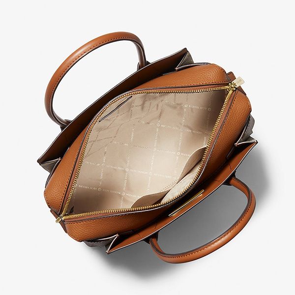 Túi Xách Tay Nữ Michael Kors MK Mercer Medium Logo Belted Satchel 35F2GM9S8B Màu Vanilla - Túi xách - Vua Hàng Hiệu