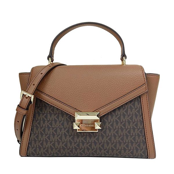 Túi Đeo Chéo Nữ Michael Kors MK Whitney Medium Logo Satchel Màu Nâu - Túi xách - Vua Hàng Hiệu