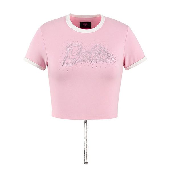 Áo Croptop Nữ Weird Market x Barbie Rhinestone Printed Top Rose Shadow T-Shirt Màu Hồng Size M - Thời trang - Vua Hàng Hiệu