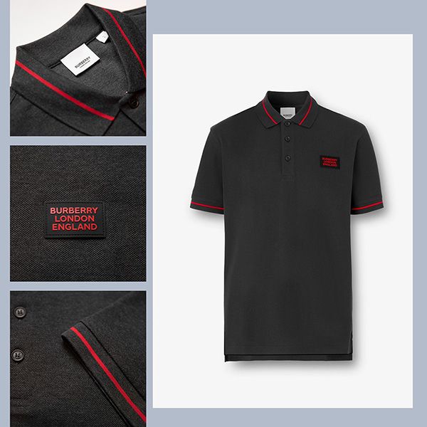 Áo Polo Burberry Logo Appliqué Polo Shirt Màu Ghi Size L - Thời trang - Vua Hàng Hiệu