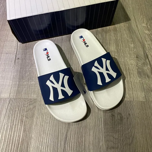 Dép MLB NY Slide Dark Blue SS21SD003 Màu Trắng Xanh Size 250 - Dép - Vua Hàng Hiệu