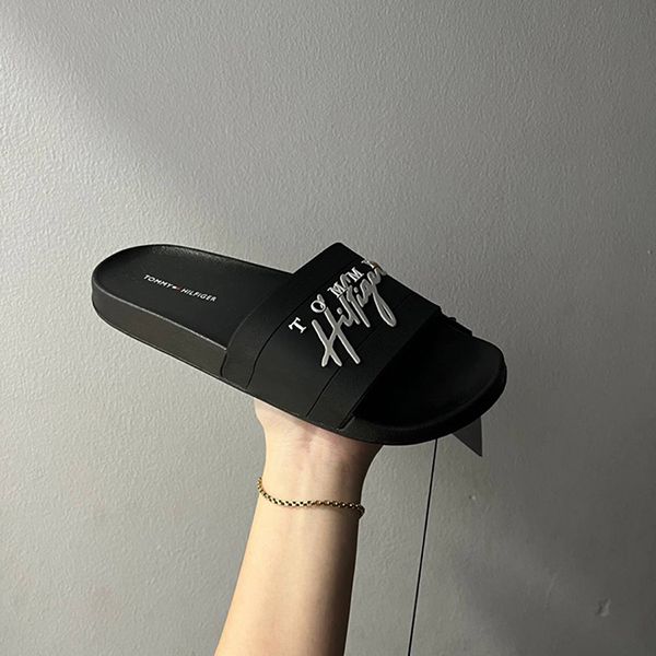 Dép Tommy Hilfiger Davys Slide Black Màu Đen Size 38 L - Dép - Vua Hàng Hiệu
