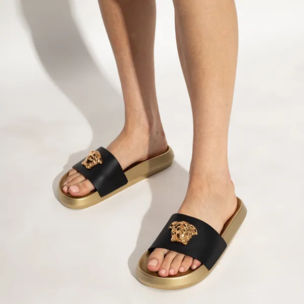 Dép Nam Versace Medusa Logo In Black Gold 1010643 DV46G 1B00V Màu Vàng Đen Size 39 - Dép - Vua Hàng Hiệu