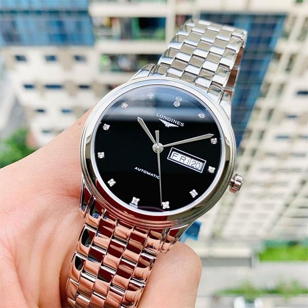 Đồng Hồ Nam Longines Flagship L4.899.4.57.6 Màu Bạc Đen - Đồng hồ - Vua Hàng Hiệu