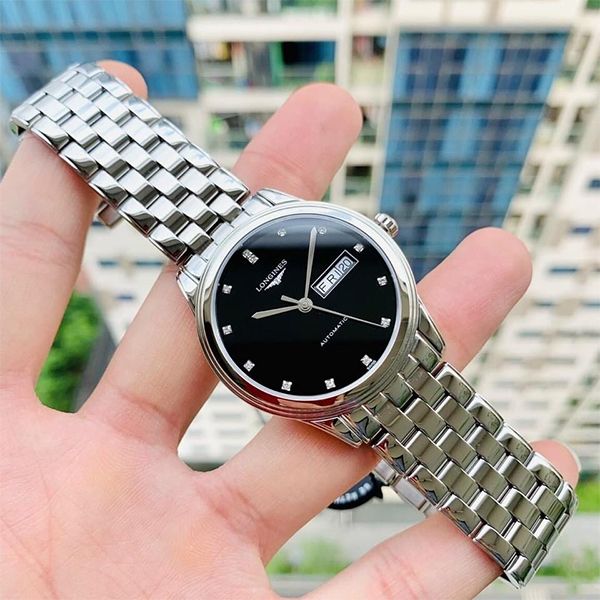 Đồng Hồ Nam Longines Flagship L4.899.4.57.6 Màu Bạc Đen - Đồng hồ - Vua Hàng Hiệu