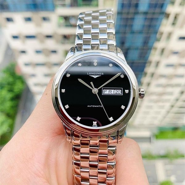 Đồng Hồ Nam Longines Flagship L4.899.4.57.6 Màu Bạc Đen - Đồng hồ - Vua Hàng Hiệu