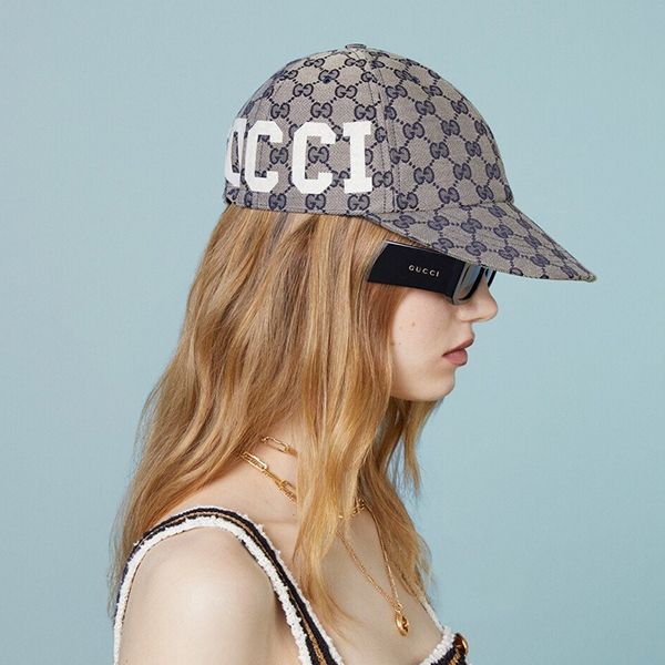 Mũ Gucci GG Logo And Patch 25 Gucci Hat Màu Be Phối Xanh Size S - Mũ nón - Vua Hàng Hiệu