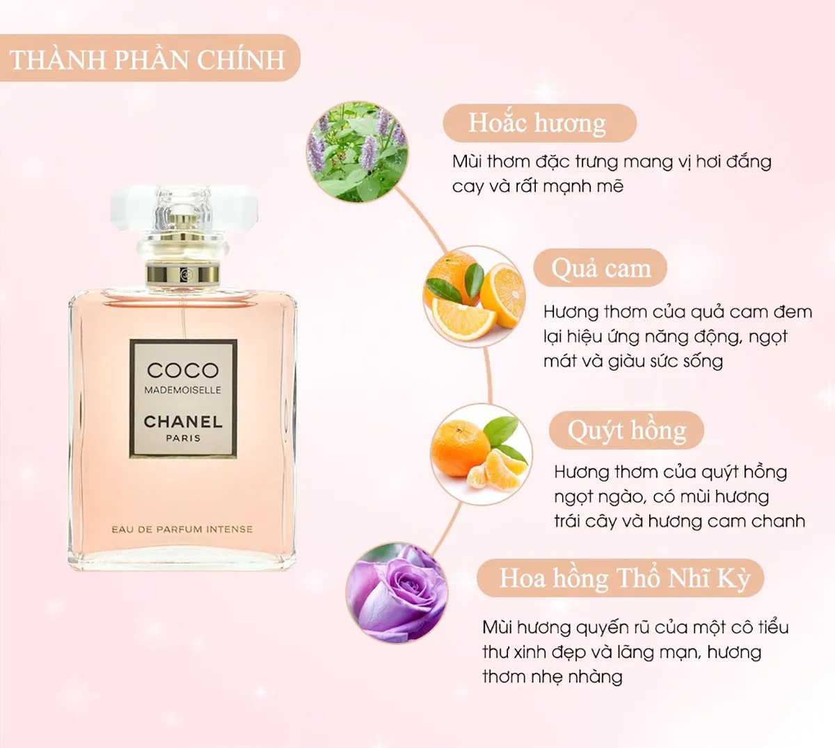Nước hoa Chanel Coco chứa các thành phần hương liệu quý