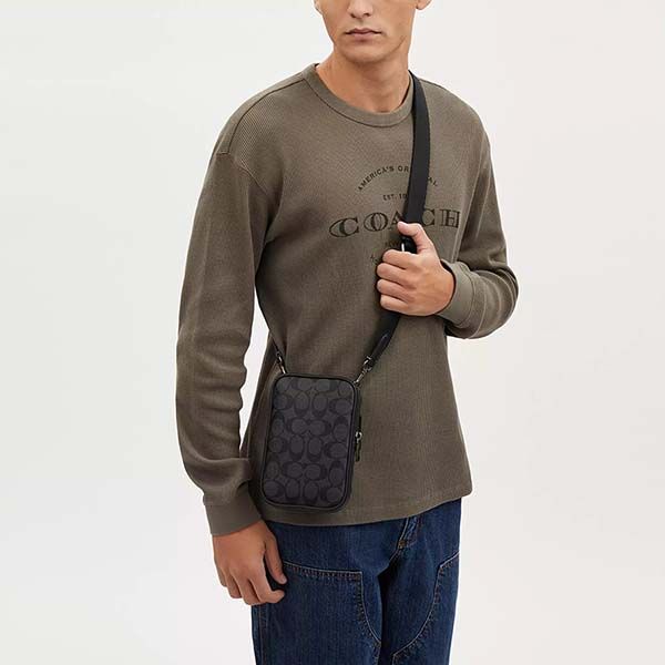 Túi Đeo Chéo Coach Aden Crossbody In Signature Canvas CO912 Màu Đen - Túi xách - Vua Hàng Hiệu
