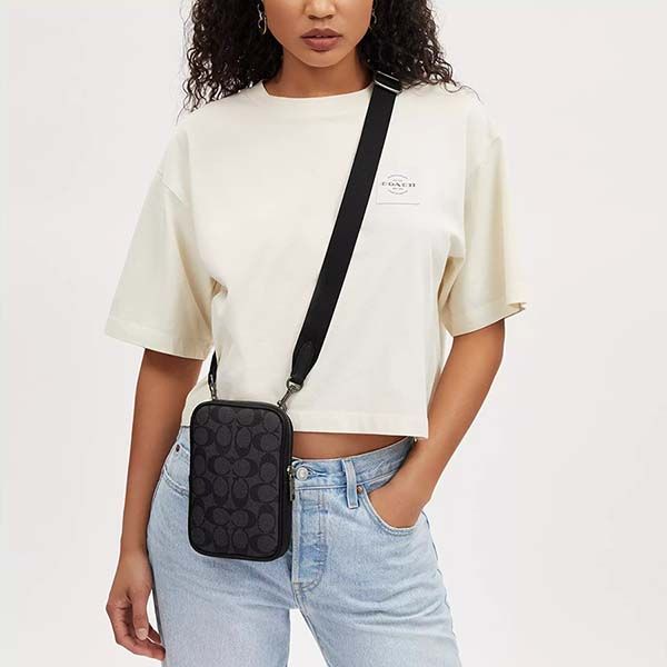 Túi Đeo Chéo Coach Aden Crossbody In Signature Canvas CO912 Màu Đen - Túi xách - Vua Hàng Hiệu