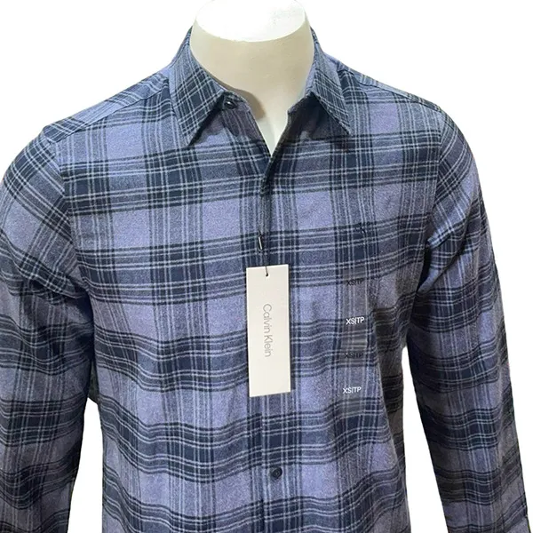 Áo Sơ Mi Dài Tay Nam Calvin Klein CK Plaid Flannel Classic Button-Down Shirt SP40590415 - GE05 Màu Xanh Kẻ Size XL - Thời trang - Vua Hàng Hiệu