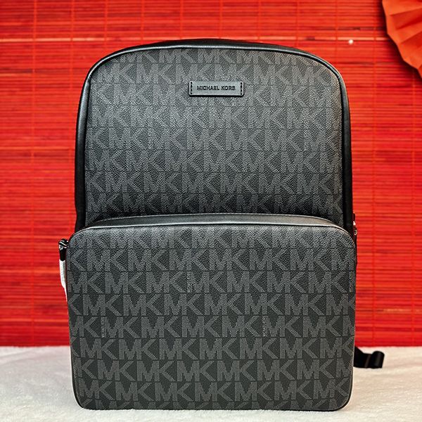 Balo Michael Kors MK Everett Black Front Pocket Large Backpack 87F2LEVB9B Màu Đen - Túi xách - Vua Hàng Hiệu