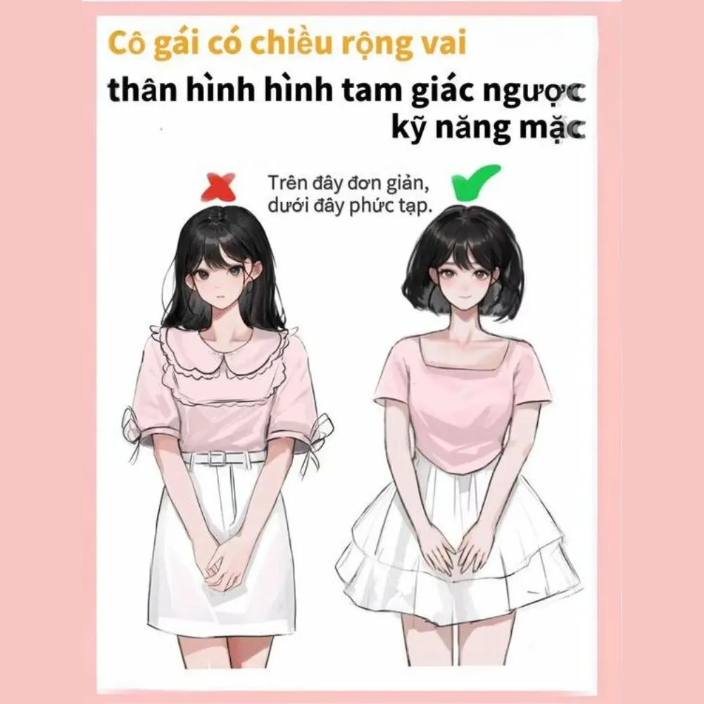 Dáng tam giác ngược nên mặc gì? Gợi ý cách phối đồ đẹp