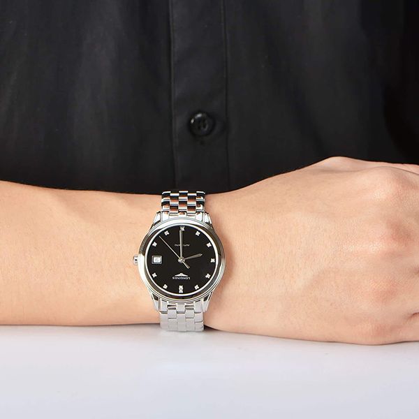 Đồng Hồ Nam Longines Flagship Diamond Watch L4.774.4.57.6 Màu Bạc/Đen - Đồng hồ - Vua Hàng Hiệu