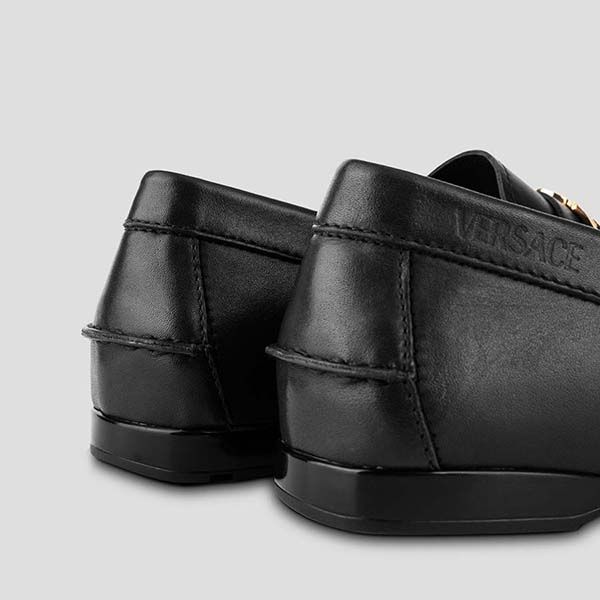 Giày Lười Nam Versace Leather With Gold Logo Hardware 1009707 D1VS KVO41 Màu Đen Size 42 - Giày - Vua Hàng Hiệu