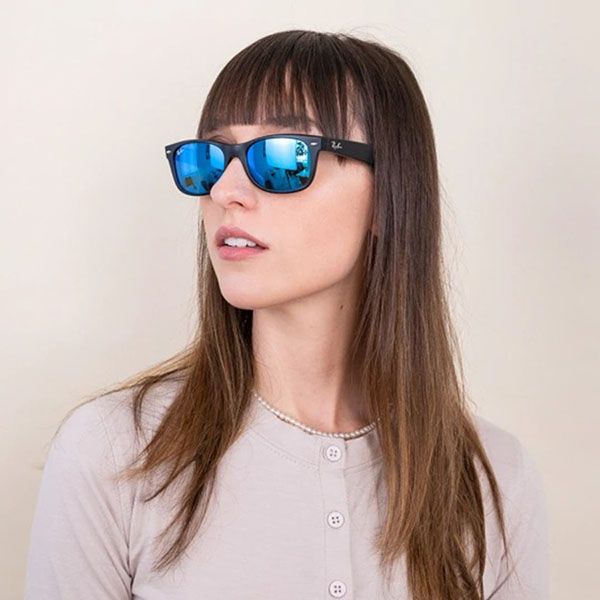 Kính Mát Rayban New Wayfarer Flash Sunglasses RB2132 622/17 52-18 Màu Xanh Blue - Kính mắt - Vua Hàng Hiệu