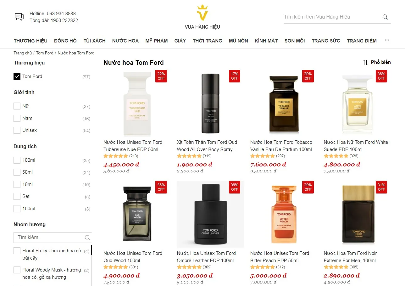 Mua nước hoa Tom Ford chính hãng tại Vua Hàng Hiệu
