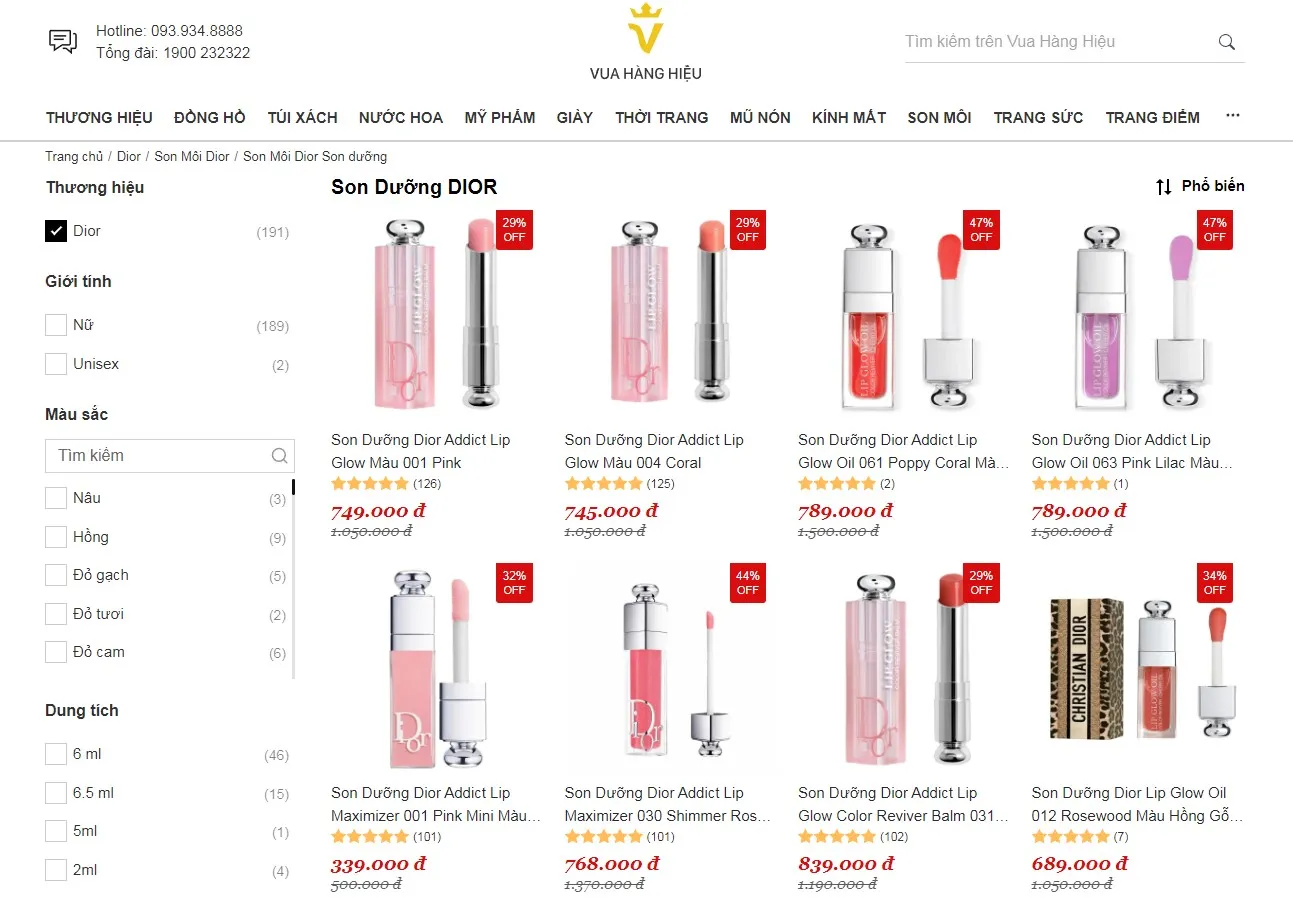 Mua son dưỡng Dior chính hãng tại Vua Hàng Hiệu