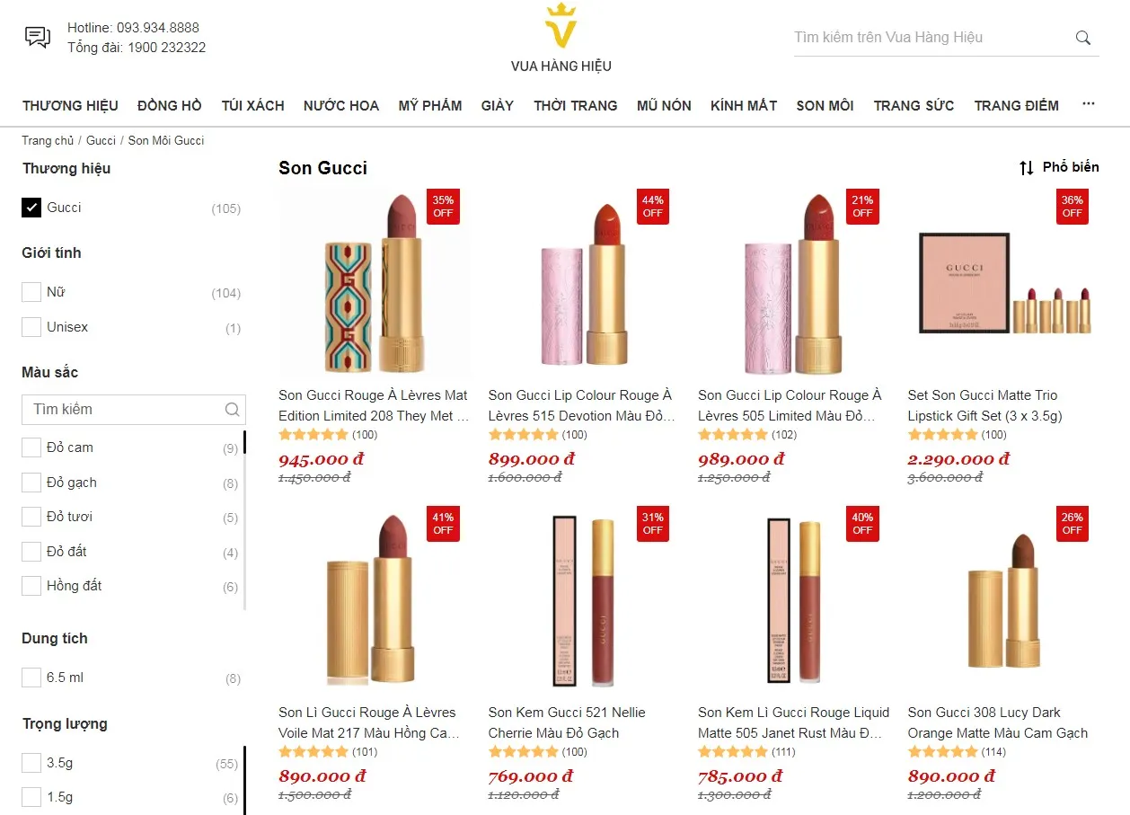 Mua Son Gucci Chính Hãng Tại Vua Hàng Hiệu